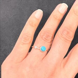 Turquoise and Diamond pale gold ring